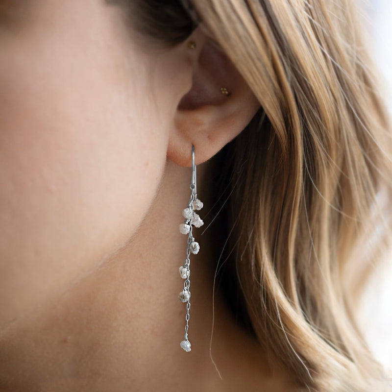 The Rough Grey Diamond Cascade Earrings | Sterling Silver