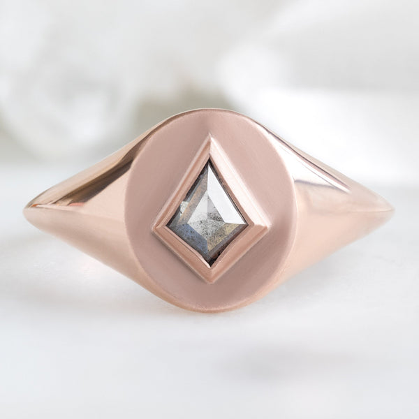 The Signet Ring | 0.38ct Kite Salt and Pepper Diamond in 14K Rose Gold