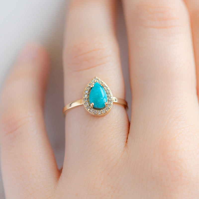 The Dahlia Ring | 0.92ct Sleeping Beauty Turquoise in 14K Yellow Gold