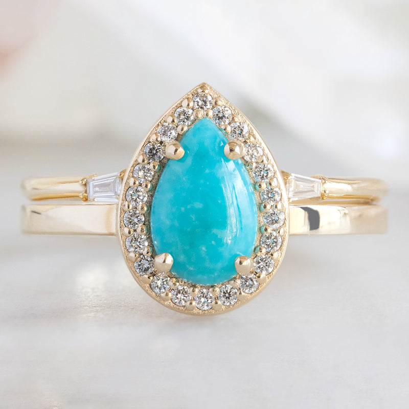 The Dahlia Ring | 0.92ct Sleeping Beauty Turquoise in 14K Yellow Gold