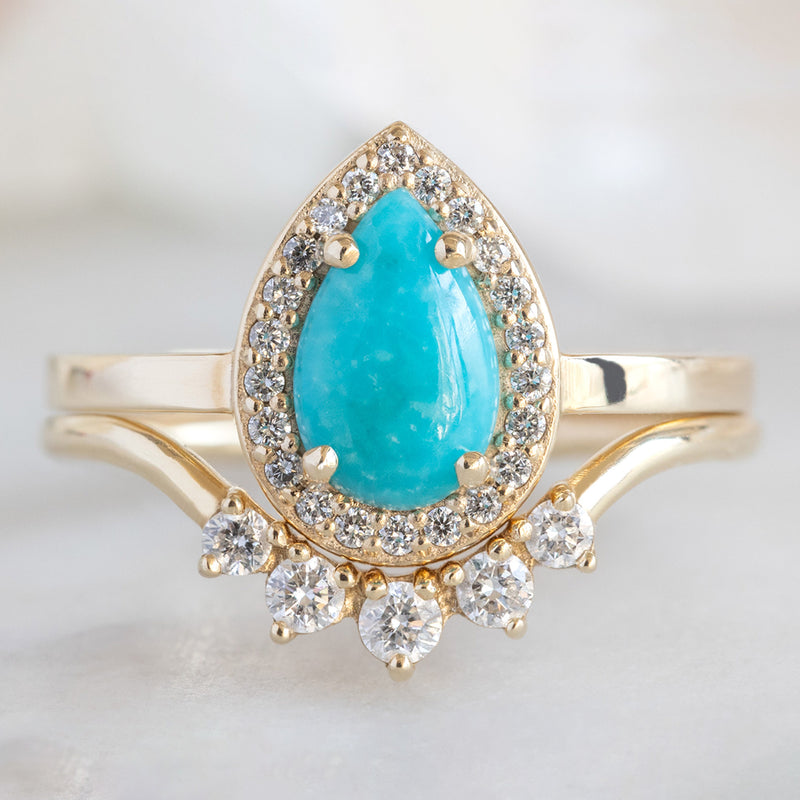 The Dahlia Ring | 0.92ct Sleeping Beauty Turquoise in 14K Yellow Gold