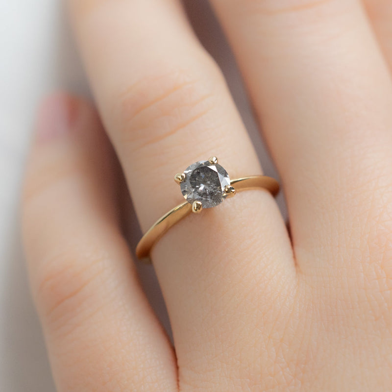 The Bryn Ring | 1.05ct Round Salt and Pepper Diamond in 14K Yellow Gold