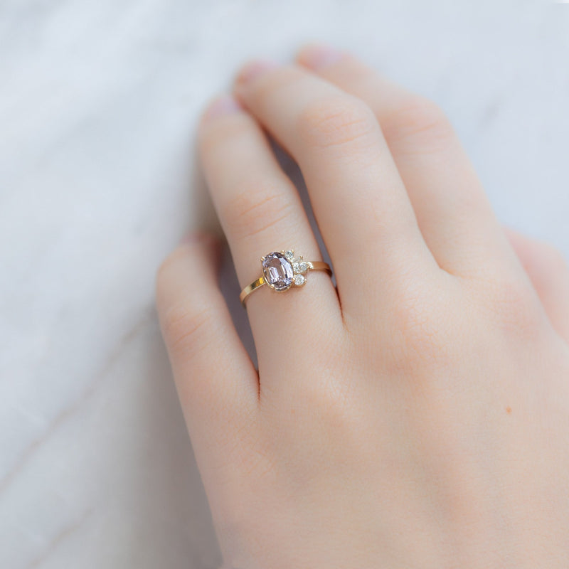 The Cluster Ring | 1.12ct Oval Spinel in 14K Yellow Gold