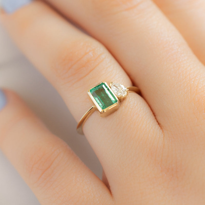 The You and Me Ring | 0.99ct Emerald Emerald in 14K Yellow Gold