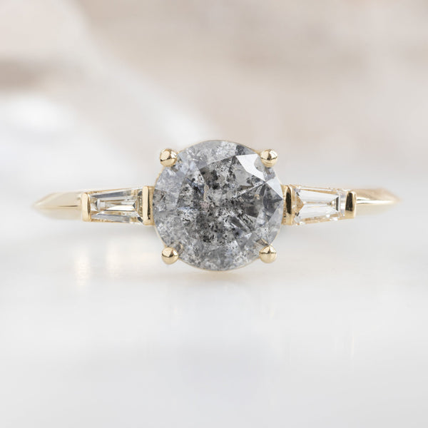 The Ash Ring | 0.99ct Round Salt and Pepper Diamond in 14K Yellow Gold