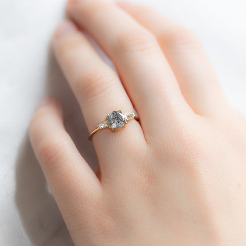 The Ash Ring | 0.99ct Round Salt and Pepper Diamond in 14K Yellow Gold