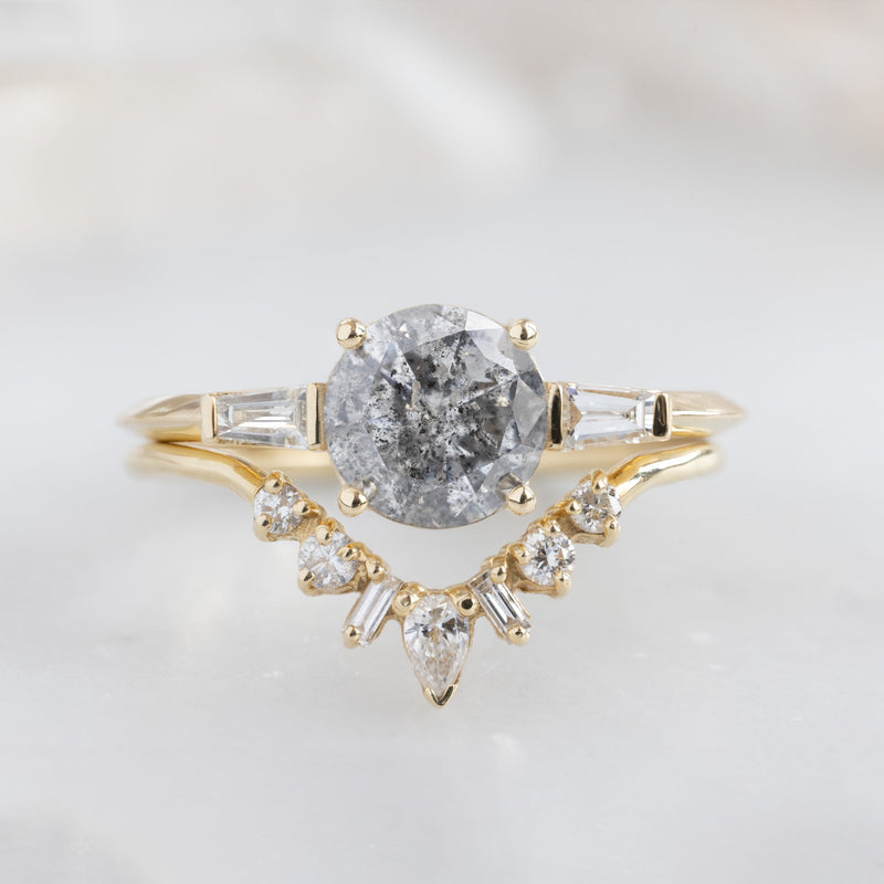 The Ash Ring | 0.99ct Round Salt and Pepper Diamond in 14K Yellow Gold