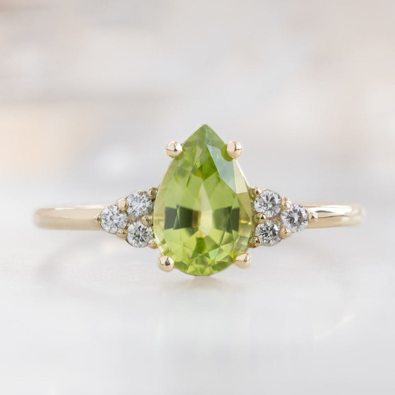 The Ivy Ring | 0.85ct Pear Peridot in 14K Yellow Gold