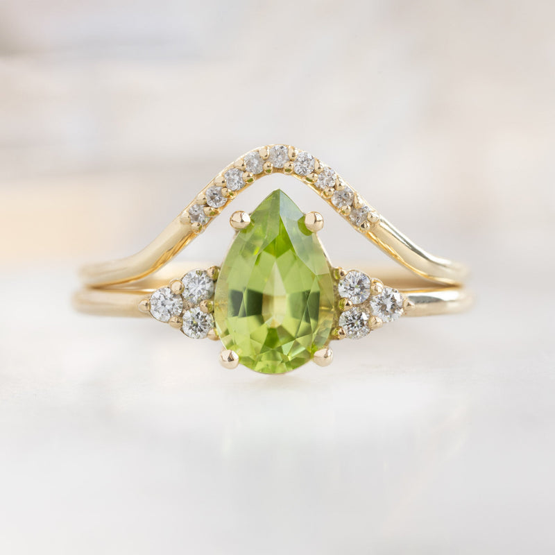 The Ivy Ring | 0.85ct Pear Peridot in 14K Yellow Gold