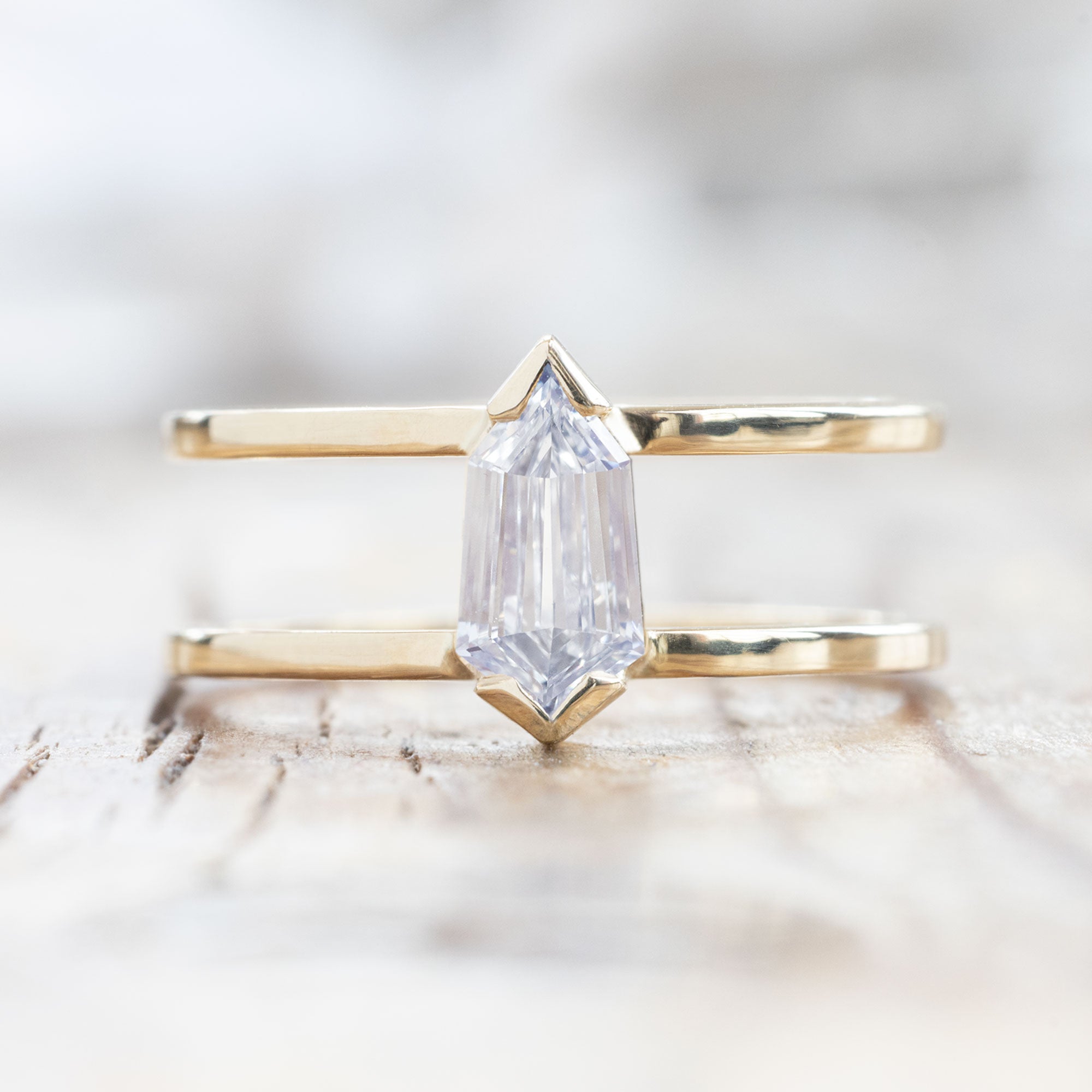 The Poppy Ring | 0.69ct Geometric White Diamond in 14K Yellow Gold