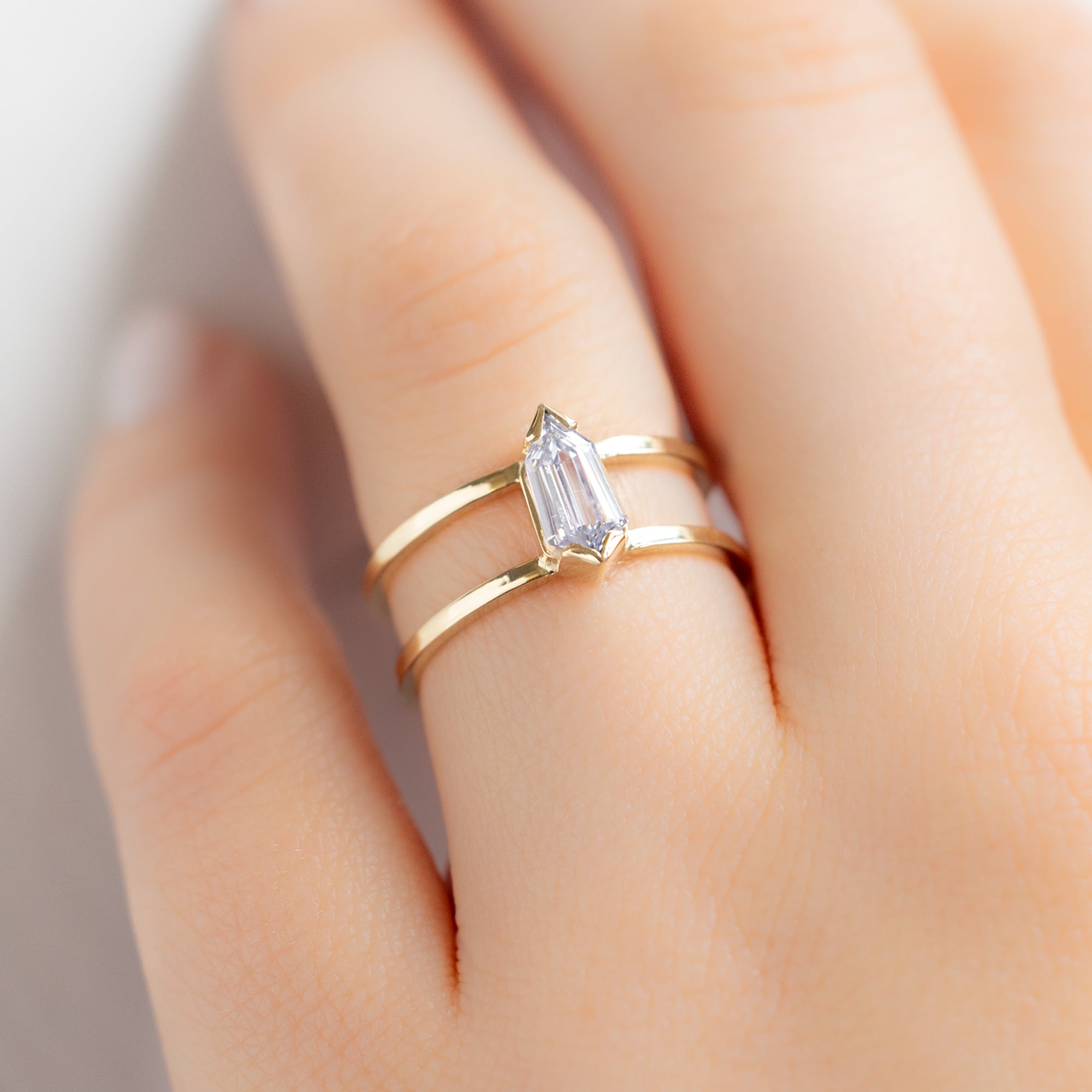 The Poppy Ring | 0.69ct Geometric White Diamond in 14K Yellow Gold