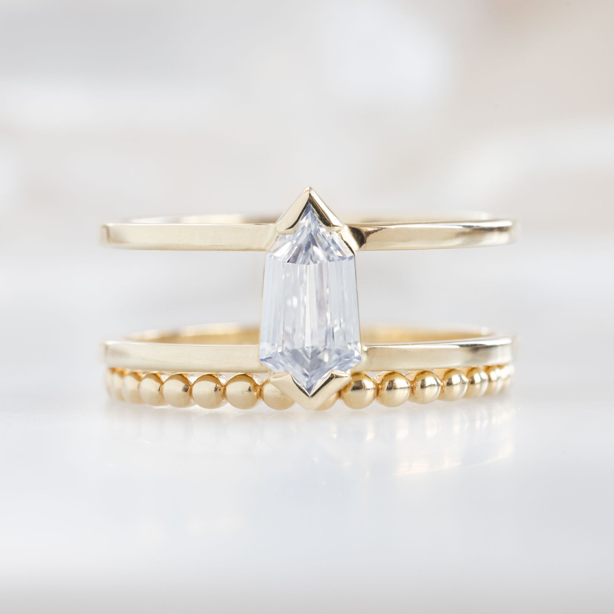 The Poppy Ring | 0.69ct Geometric White Diamond in 14K Yellow Gold