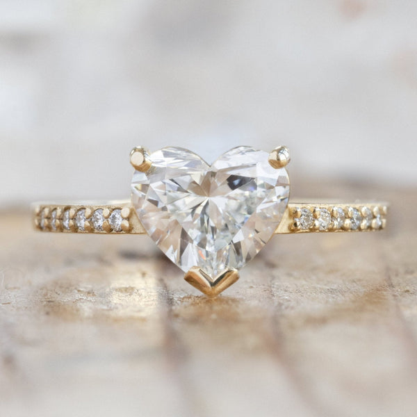 The Willow Ring | 1.38ct Lab Grown Heart White Diamond in 14K Yellow Gold