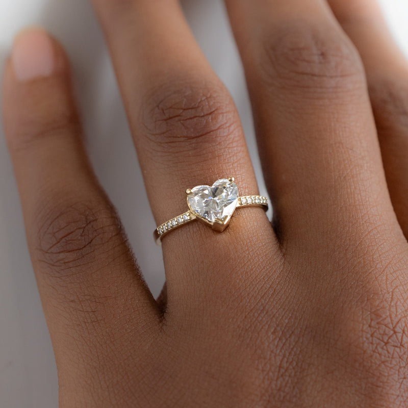 The Willow Ring | 1.38ct Lab Grown Heart White Diamond in 14K Yellow Gold