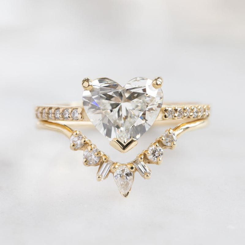 The Willow Ring | 1.38ct Lab Grown Heart White Diamond in 14K Yellow Gold