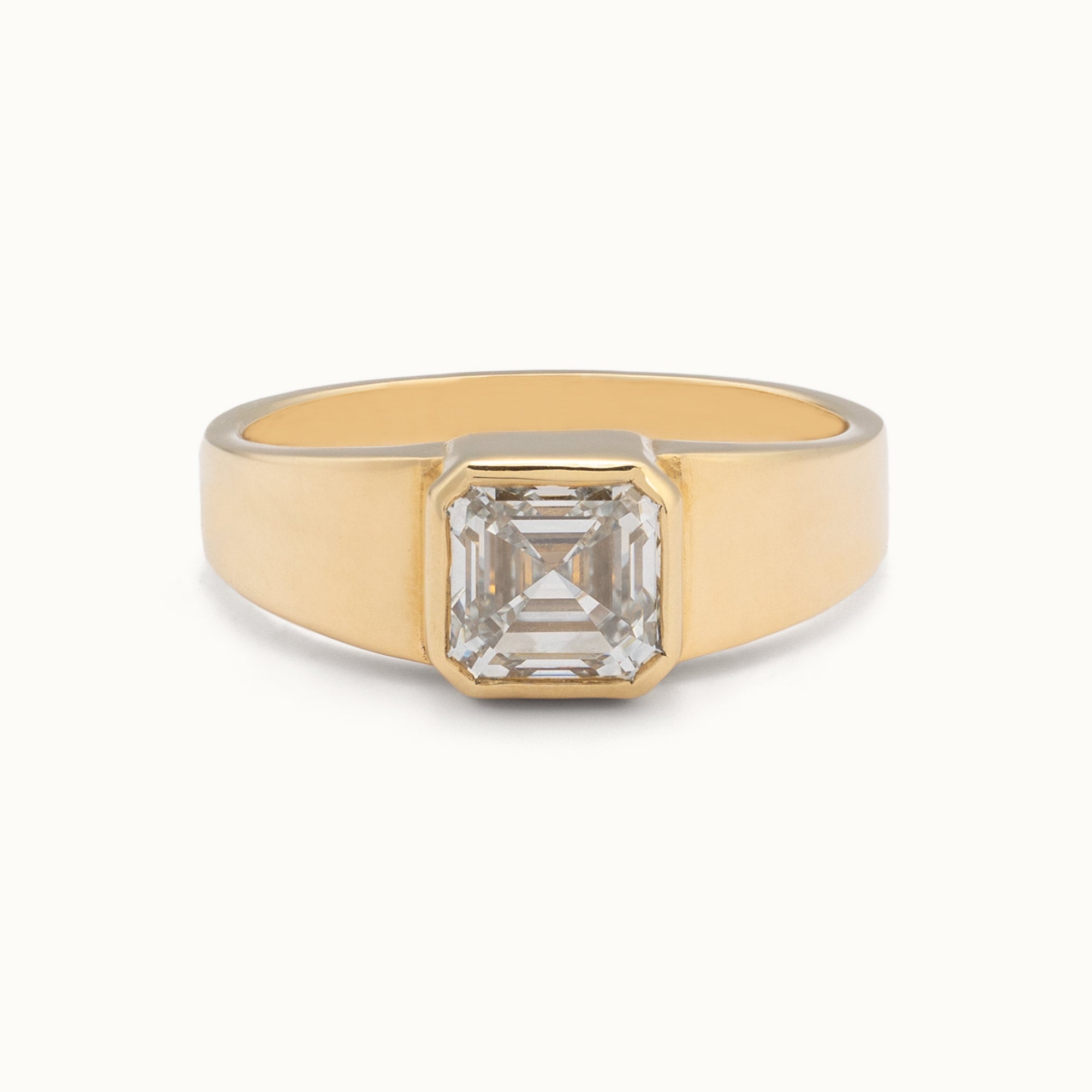 The Signet Ring | 1.25ct Lab Grown Asscher White Diamond in 14K Yellow Gold