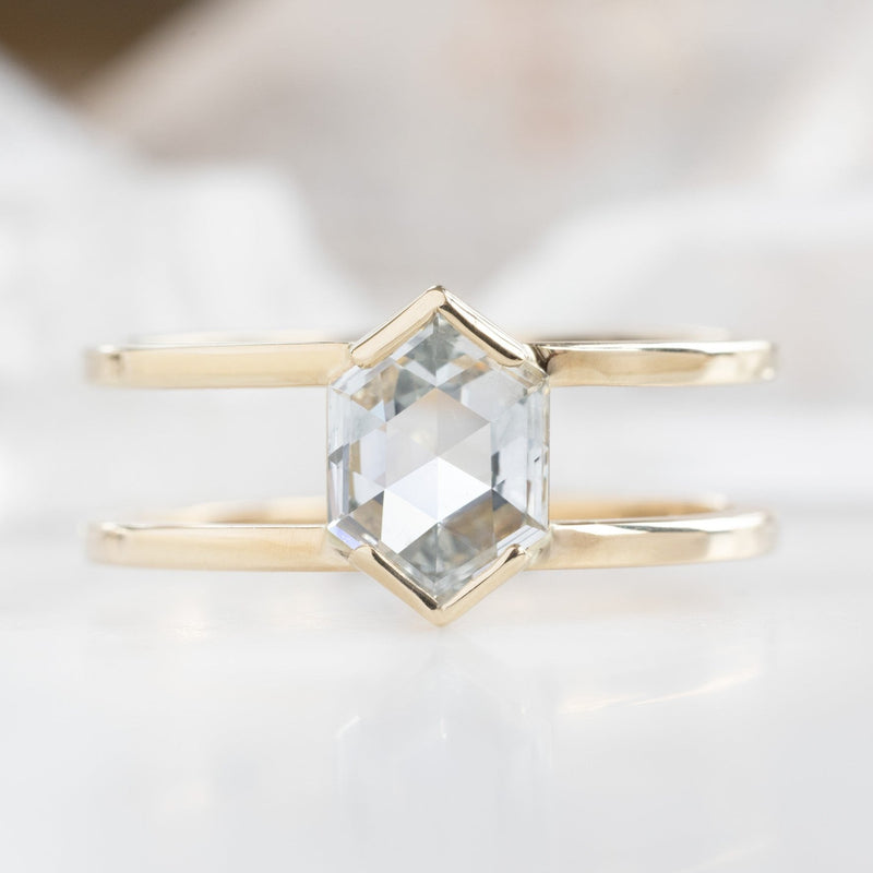 The Poppy Ring | 0.59ct Hexagon White Diamond in 14K Yellow Gold