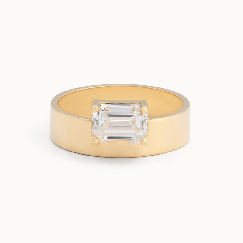 The Cigar Band | 0.90ct Lab Grown Emerald White Diamond in 14K Yellow Gold