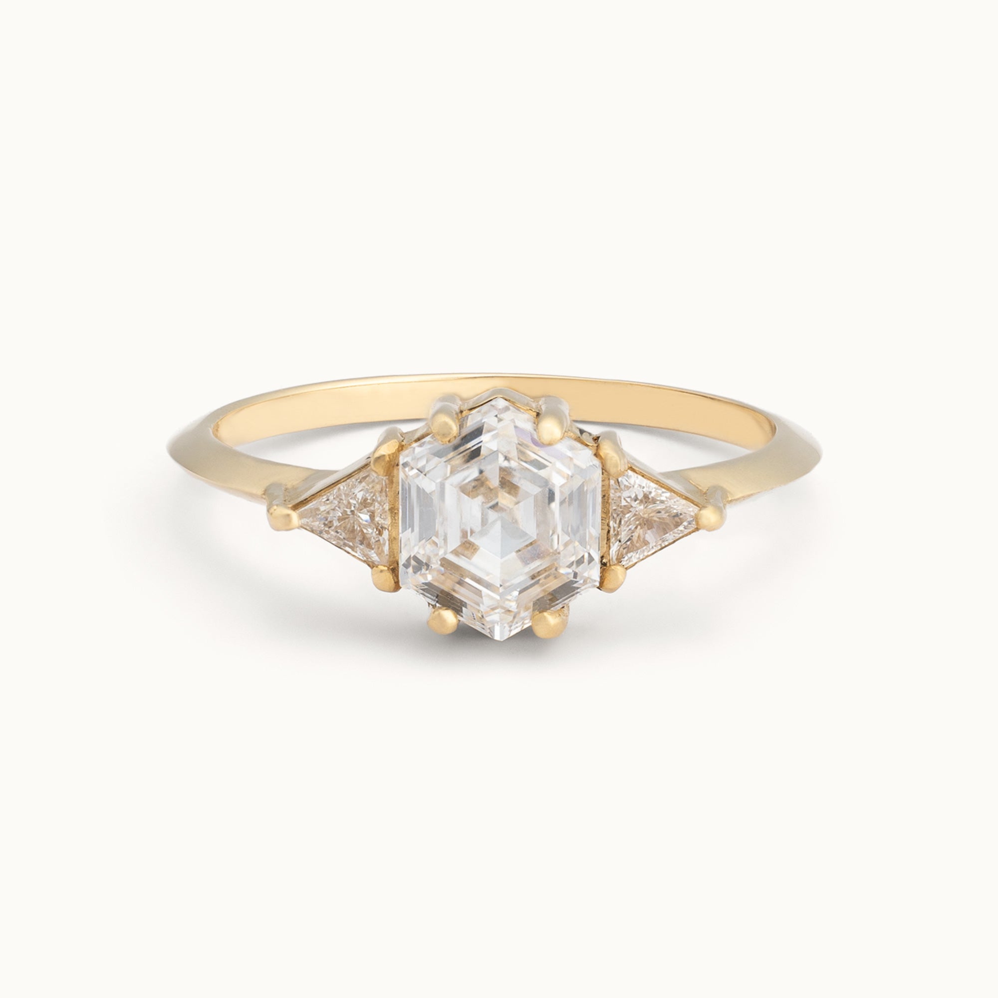 The Jade Ring | 1.04ct Lab Grown Hexagon White Diamond in 14K Yellow Gold