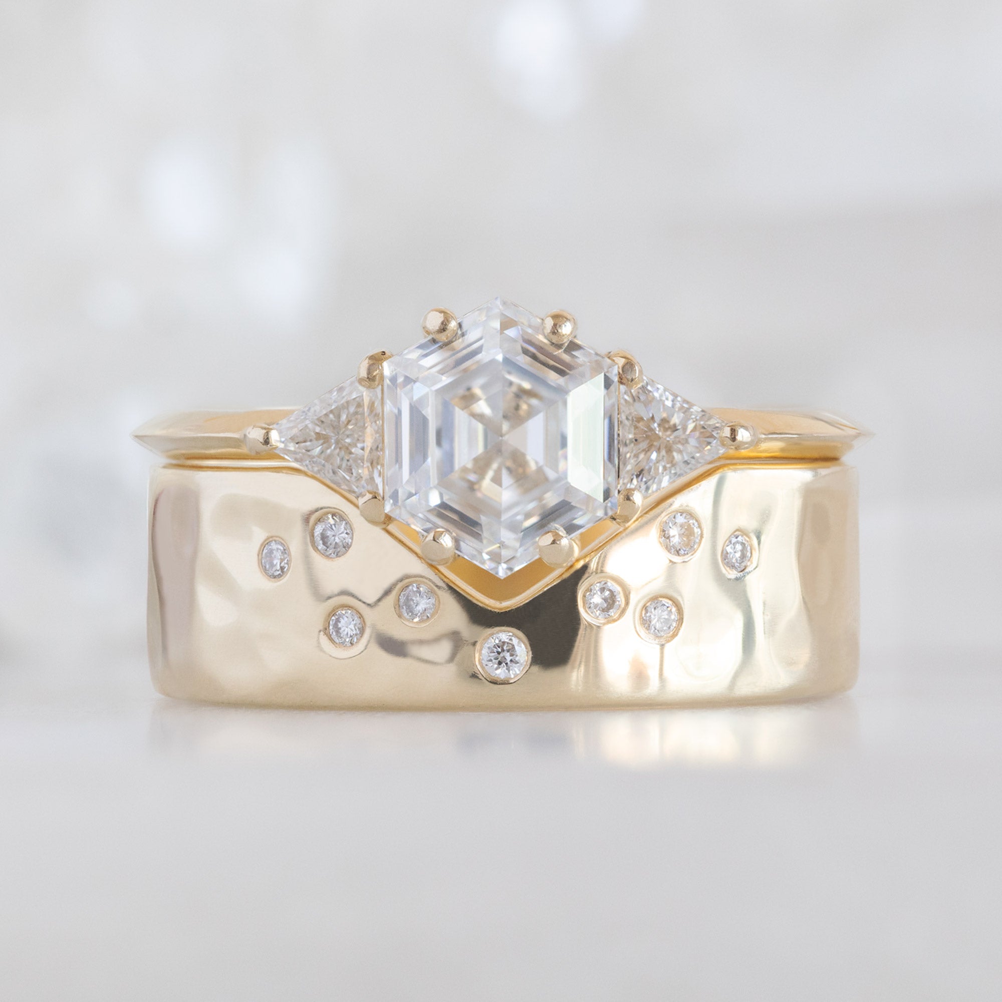 The Jade Ring | 1.04ct Lab Grown Hexagon White Diamond in 14K Yellow Gold