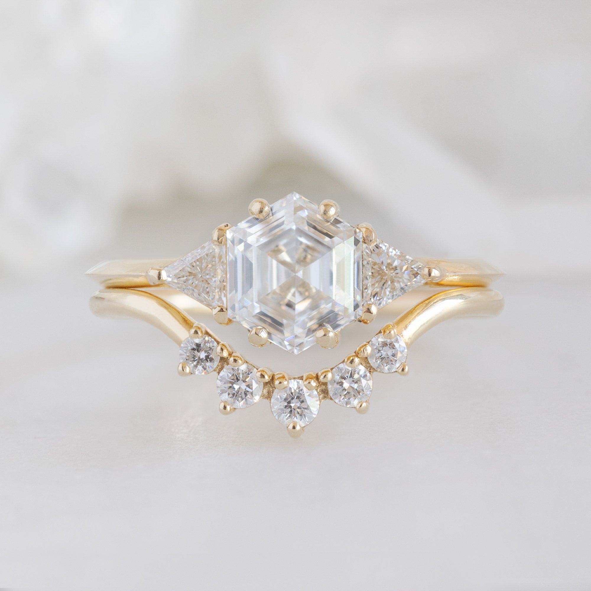 The Jade Ring | 1.04ct Lab Grown Hexagon White Diamond in 14K Yellow Gold