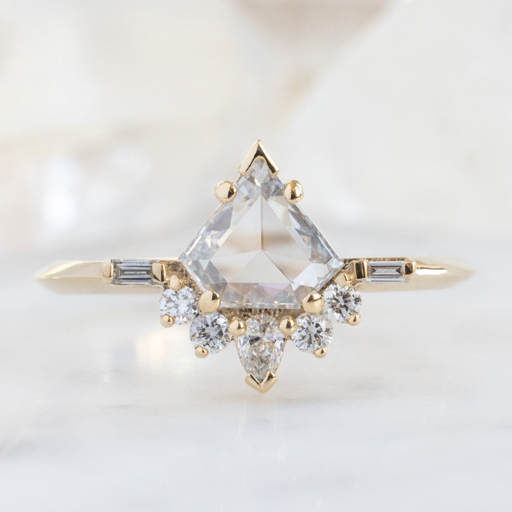 The Posy Ring | 0.57ct Shield White Diamond in 14K Yellow Gold