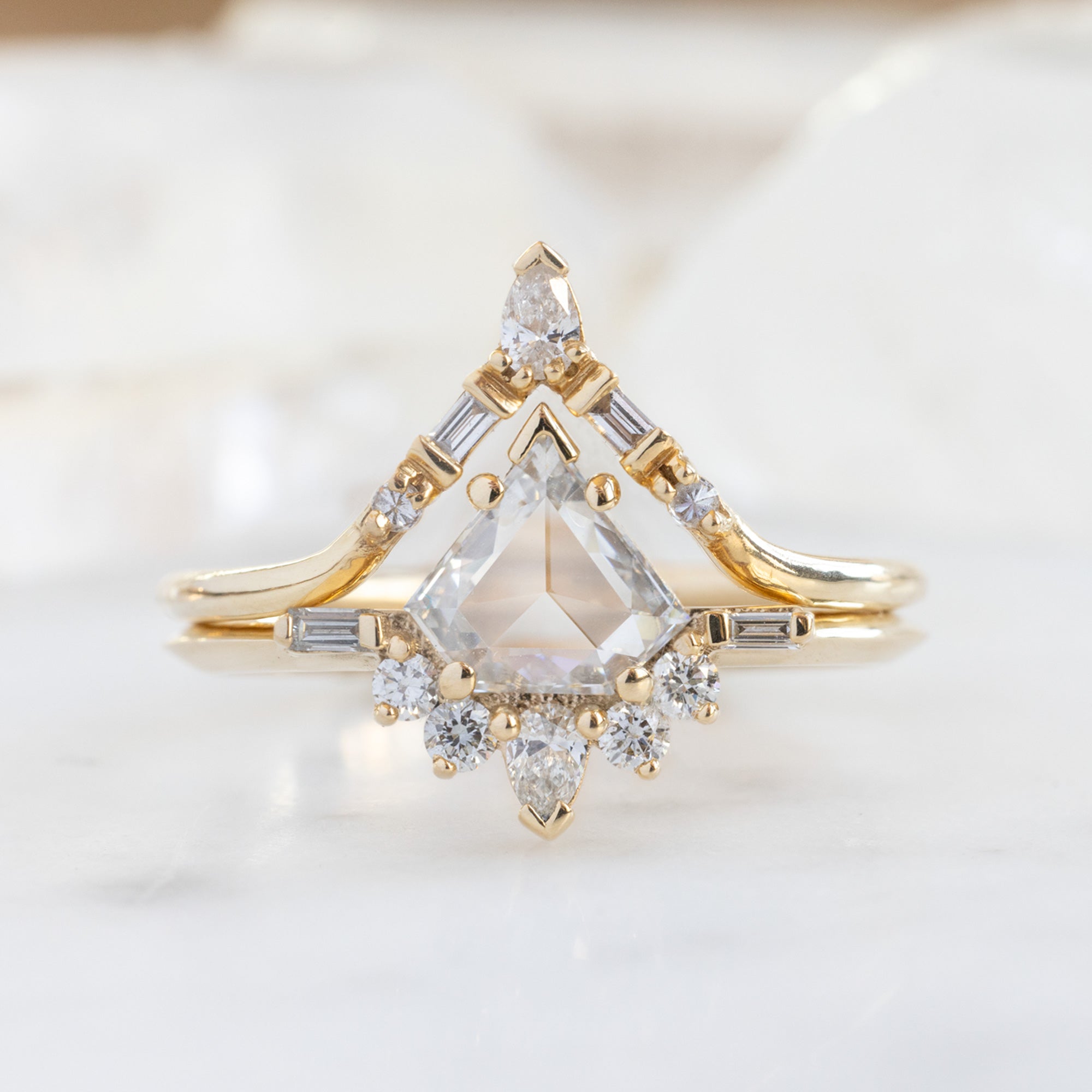 buy:one-of-a-kind-white-diamond-tiara-stacking-band-14k-or-18k-yellow-gold,the-posy-ring-0-57ct-shield-white-diamond-in-14k-yellow-gold