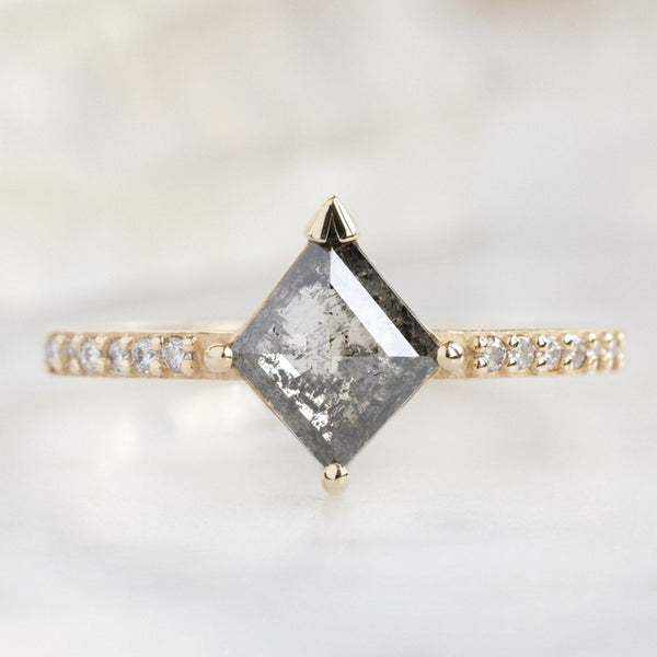 The Willow Ring | 0.78ct Kite Salt and Pepper Diamond in 14K Yellow Gold