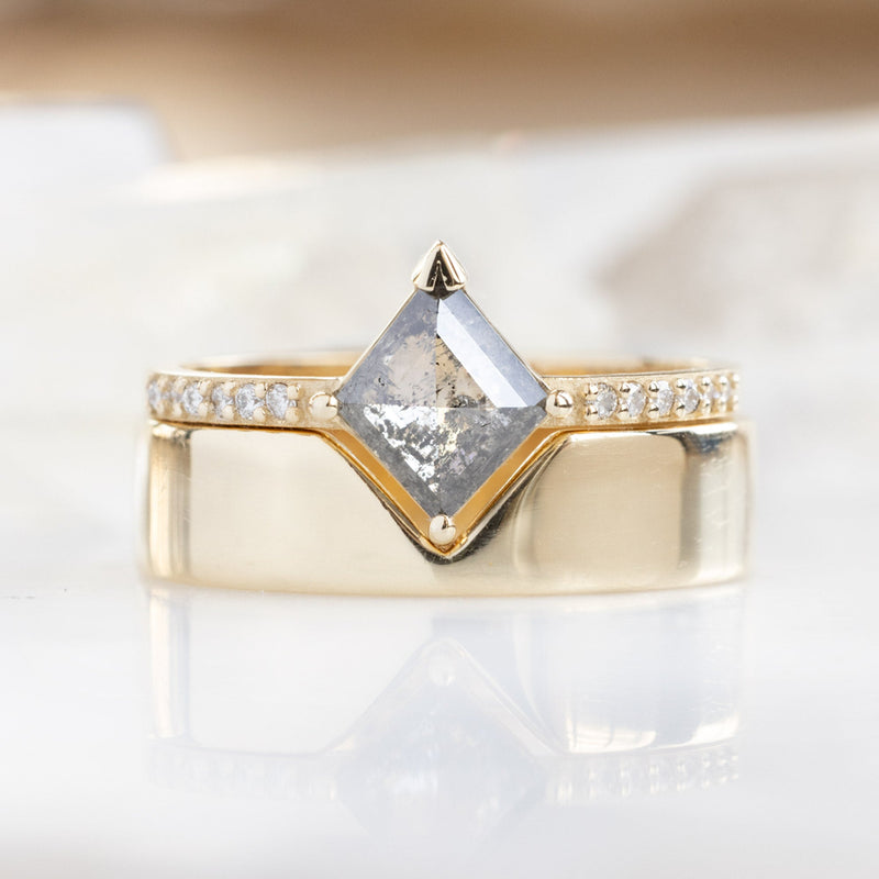 The Willow Ring | 0.78ct Kite Salt and Pepper Diamond in 14K Yellow Gold