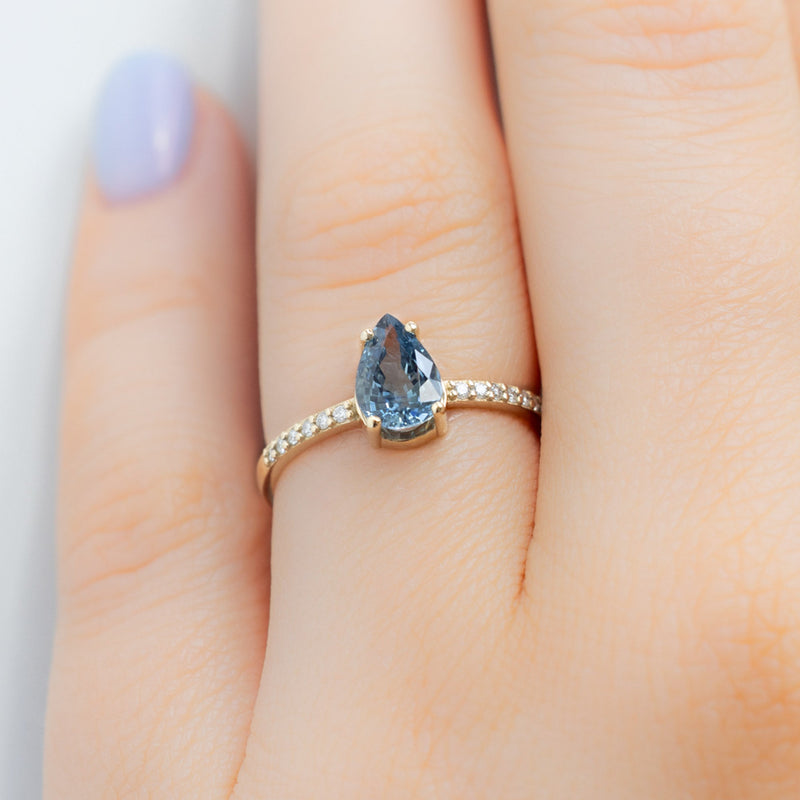 The Willow Ring | 1.18ct Pear Blue Sapphire in 14K Yellow Gold