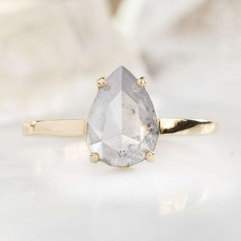 The Bryn Ring | 1.72ct Pear Salt and Pepper Diamond in 14K Yellow Gold