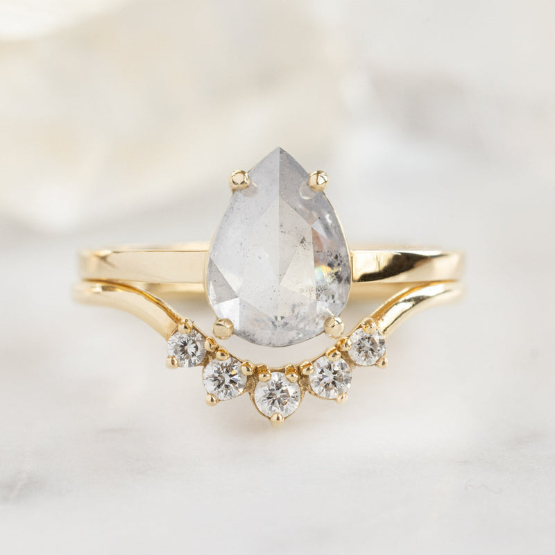 The Bryn Ring | 1.72ct Pear Salt and Pepper Diamond in 14K Yellow Gold