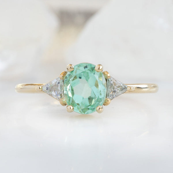 The Jade Ring | 0.89ct Oval Emerald in 14K Yellow Gold