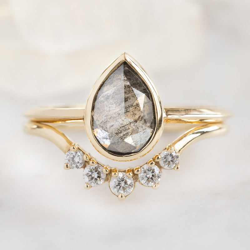 The Hazel Ring | 1.16ct Pear Salt and Pepper Diamond in 14K Yellow Gold