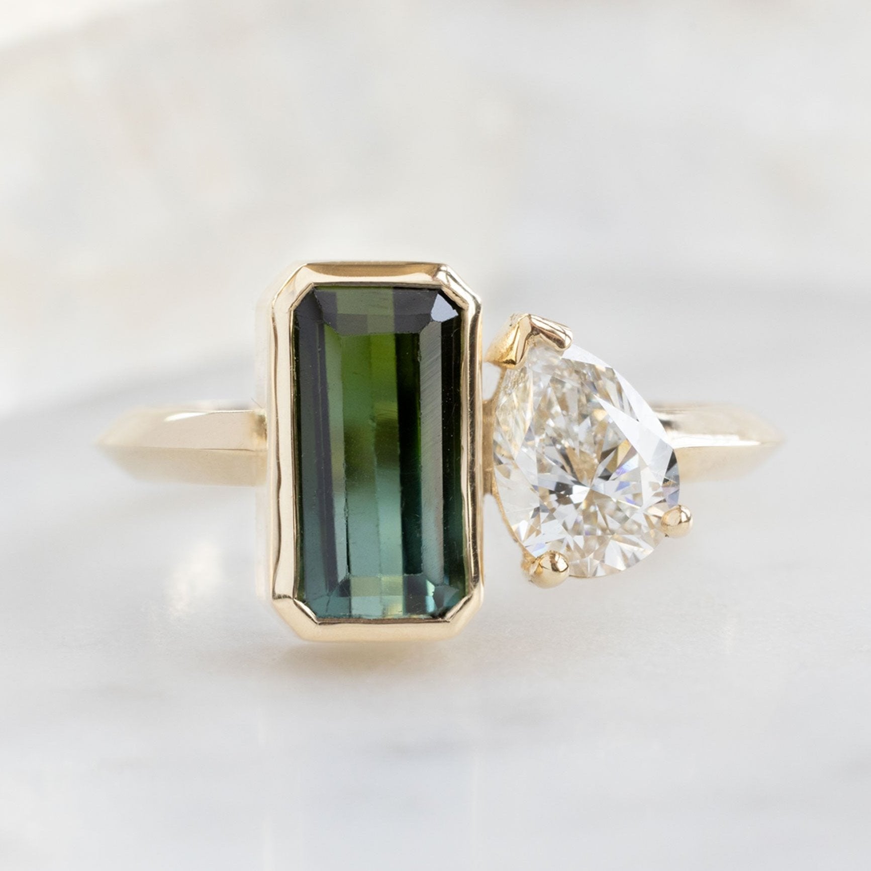 The You and Me Ring | 1.63ct Emerald Tourmaline in 14K Yellow Gold