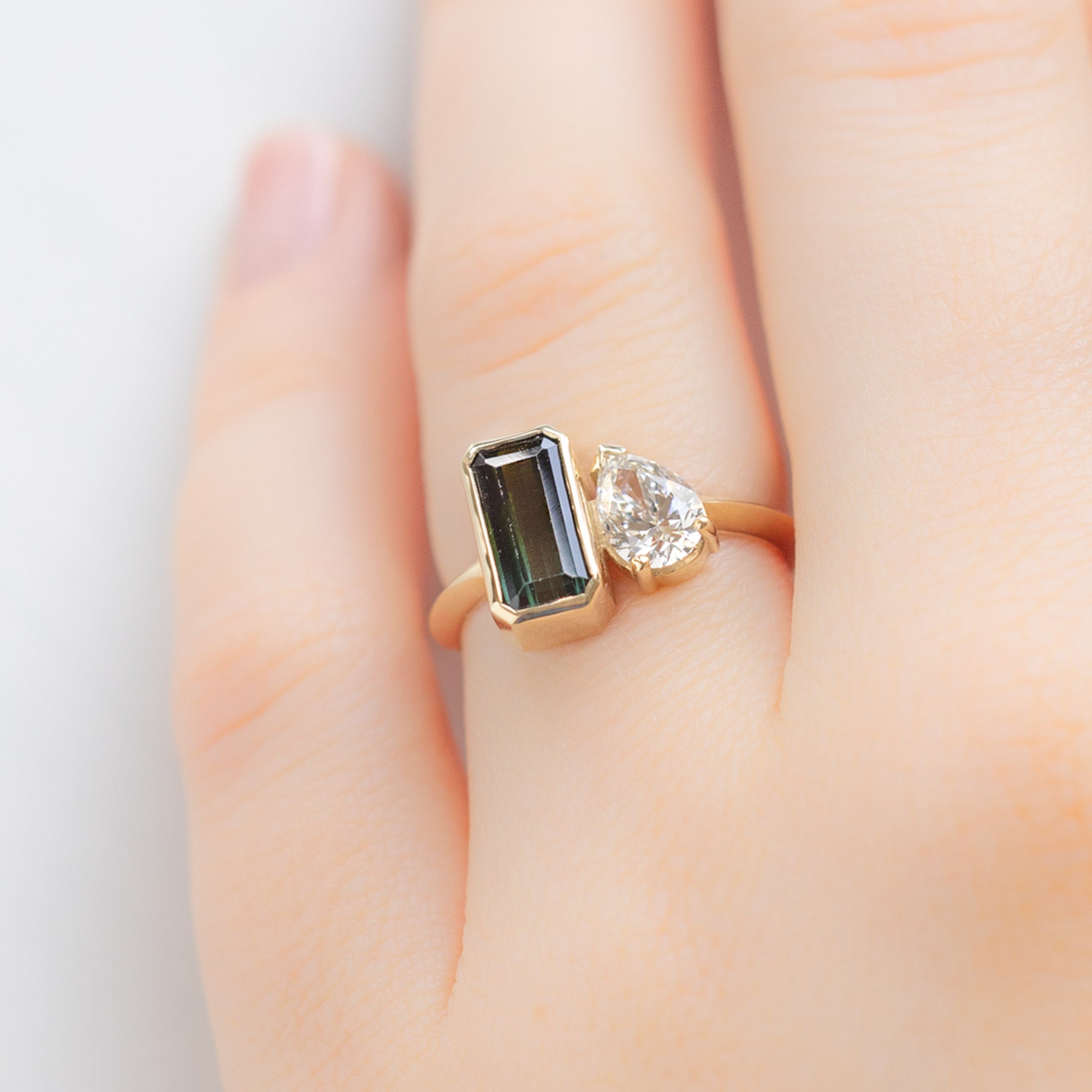 The You and Me Ring | 1.63ct Emerald Tourmaline in 14K Yellow Gold