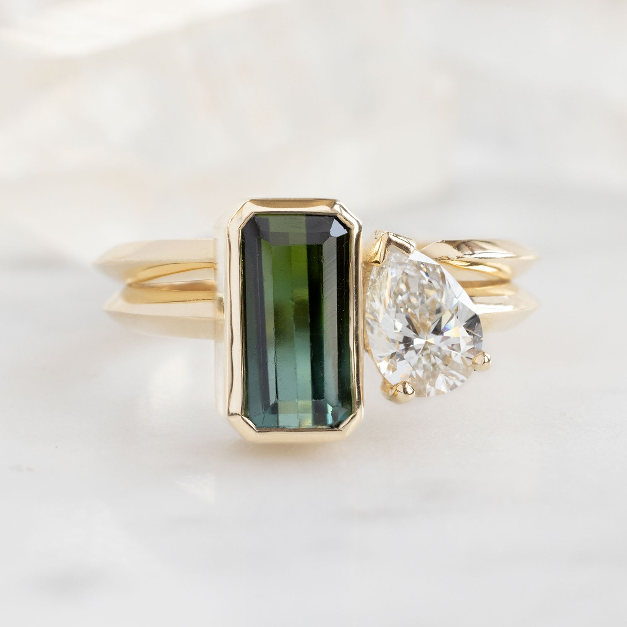 The You and Me Ring | 1.63ct Emerald Tourmaline in 14K Yellow Gold