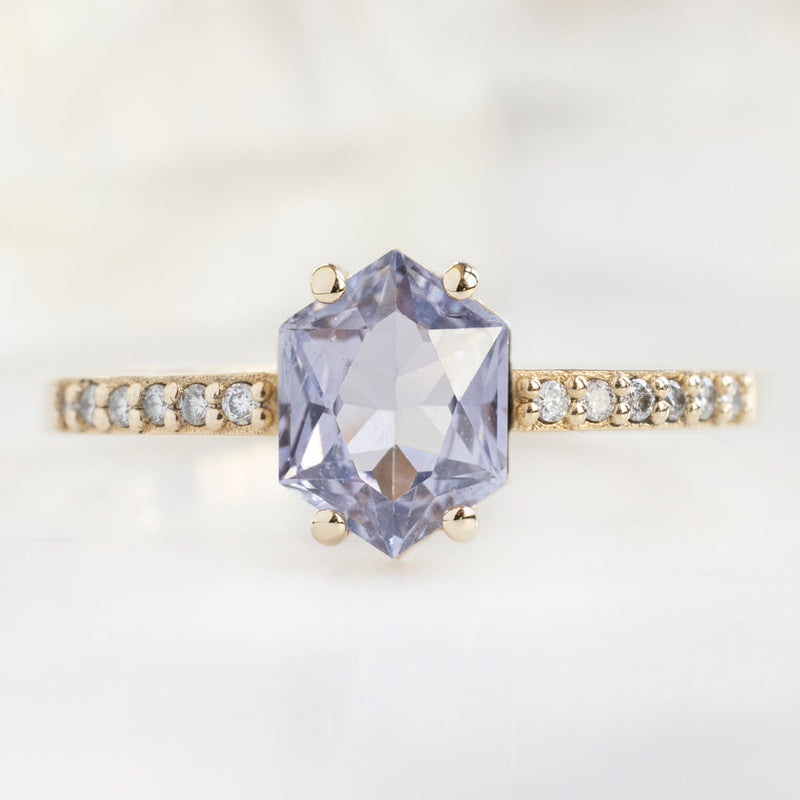 The Willow Ring | 1.12ct Hexagon Lilac Sapphire in 14K Yellow Gold