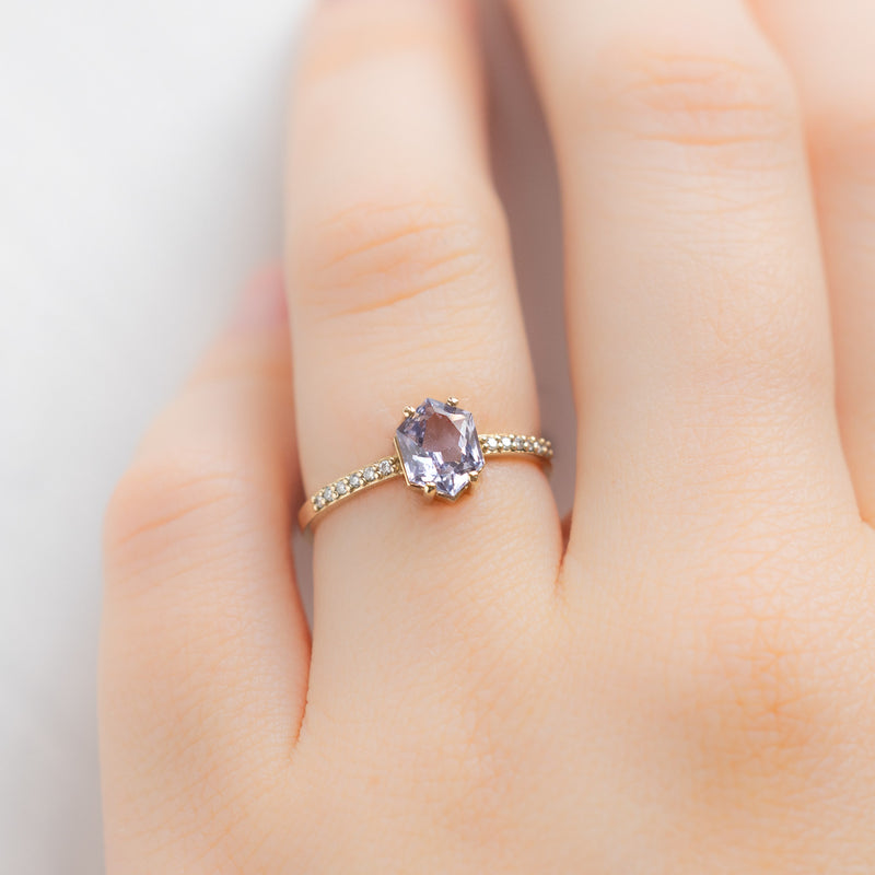 The Willow Ring | 1.12ct Hexagon Lilac Sapphire in 14K Yellow Gold