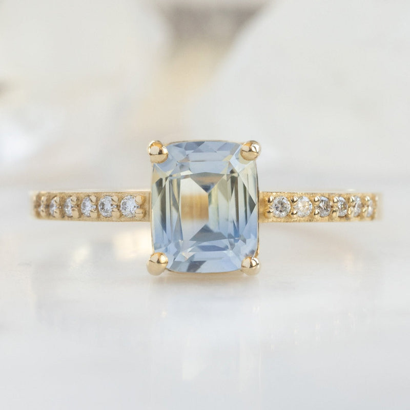 The Willow Ring | 1.53ct Cushion Blue Sapphire in 14K Yellow Gold