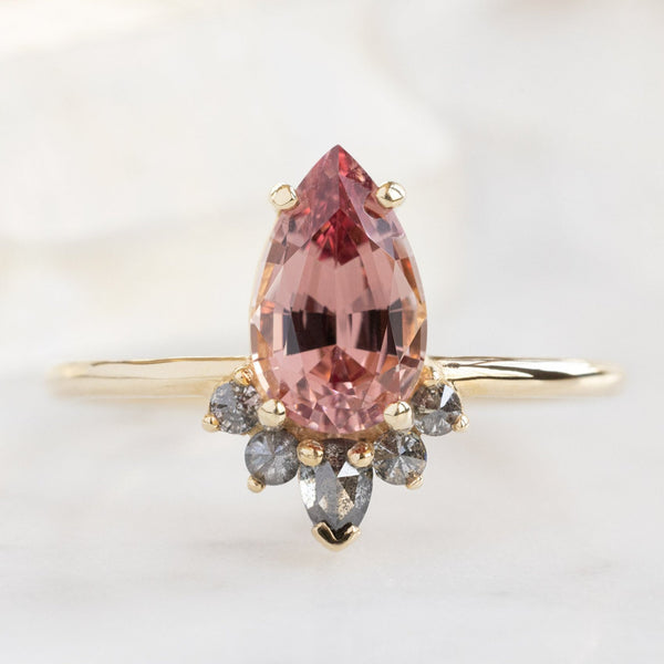 The Aster Ring | 1.59ct Pear Garnet in 14K Yellow Gold