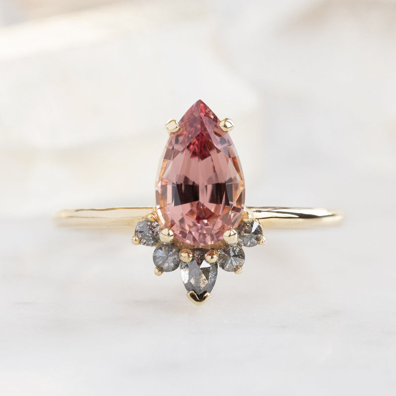 The Aster Ring | 1.59ct Pear Garnet in 14K Yellow Gold