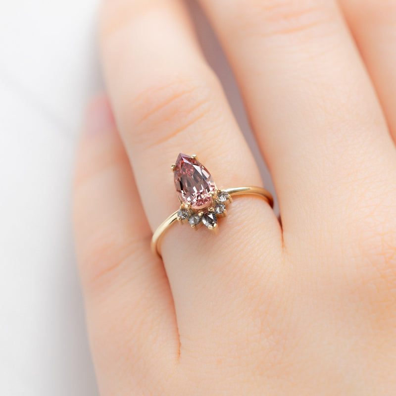 The Aster Ring | 1.59ct Pear Garnet in 14K Yellow Gold