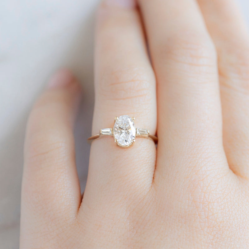 The Ash Ring | 1.09ct Lab Grown Oval White Diamond in 14K Yellow Gold