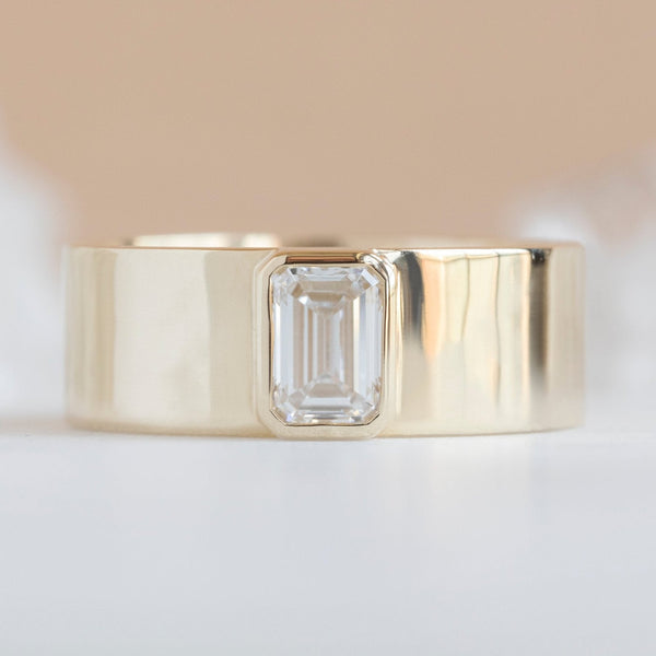 The Cigar Band | 0.65ct Lab Grown Emerald White Diamond in 14K Yellow Gold