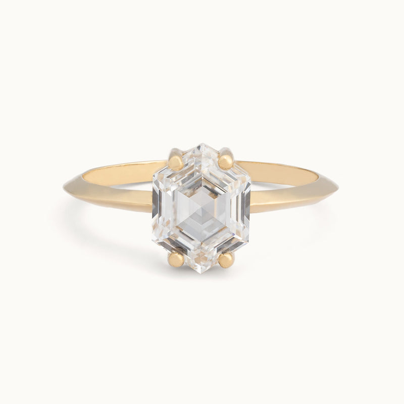 The Bryn Ring | 1.60ct Lab Grown Hexagon White Diamond in 14K Yellow Gold