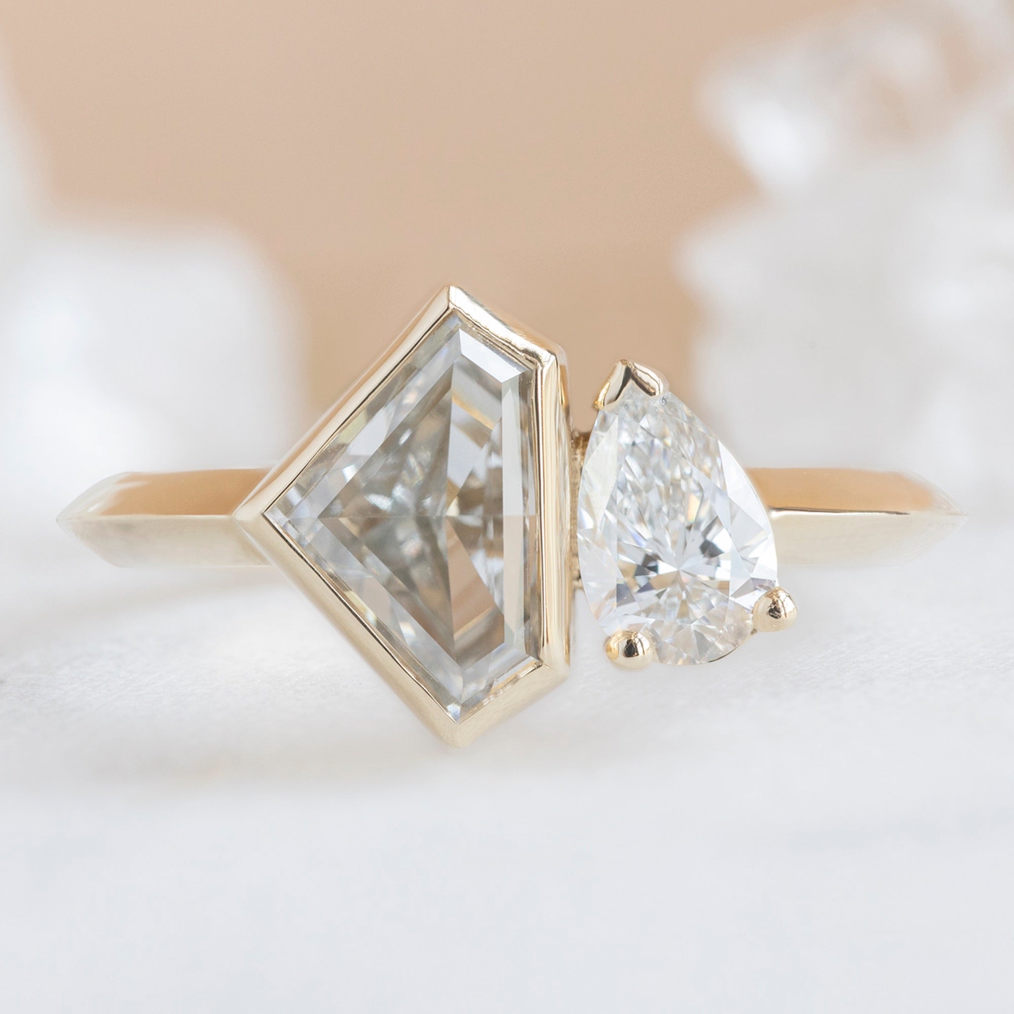 The You and Me Ring | 1.36ct Lab Grown Shield White Diamond in 14K Yellow Gold