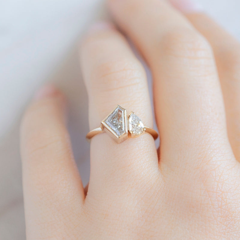 The You and Me Ring | 1.36ct Lab Grown Shield White Diamond in 14K Yellow Gold