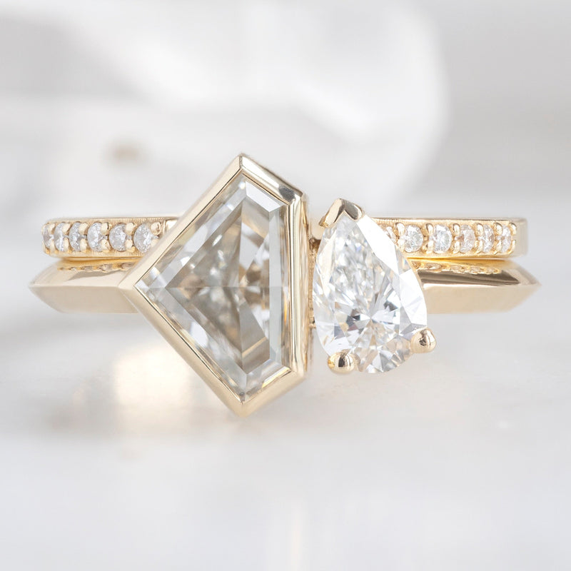 The You and Me Ring | 1.36ct Lab Grown Shield White Diamond in 14K Yellow Gold