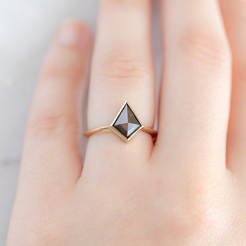 The Hazel Ring | 1.31ct Kite Black Diamond in 14K Yellow Gold